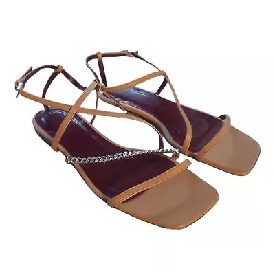 STAUD‎ | Leather Chain-Link Accents Gladiator Sandals In Size EU 40 • $85