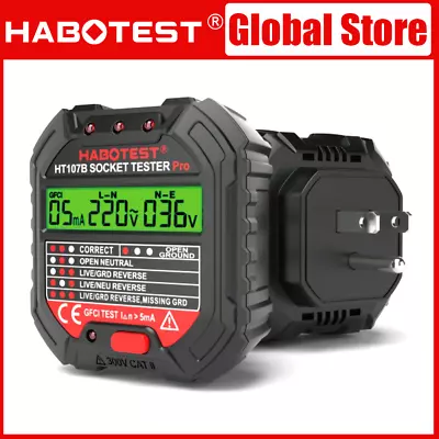 HABOTEST HT107B Socket Tester With GFCI Check. Receptacle Tester For Standard AC • $12.99