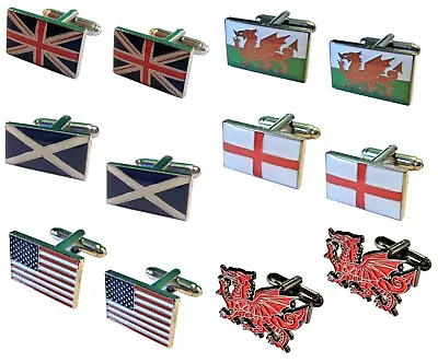 GB Great Britain Scotland England & Wales Flag Dragon USA Metal Cufflinks NEW • £5.99