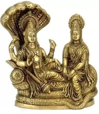 Brass Lord Vishnu Laxmi Sculpture Lakshmi Narayan Statue Showpiece 10 CM • $44.49