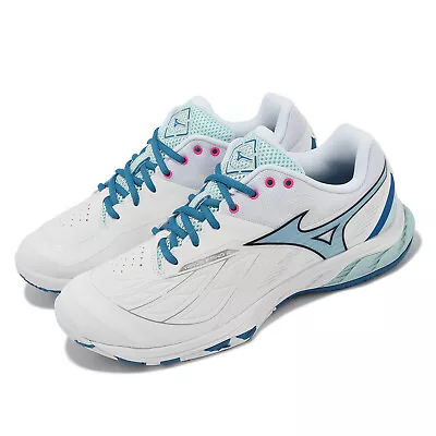 Mizuno Wave Fang 2 Wide White Blue Men Badminton Sports Shoes 71GA2313-11 • $125.87