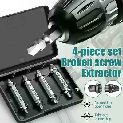 Broken Screw Extractor Remover Set Damaged Bolt Easy Out Stripped Drill Bit Tool • £3.99