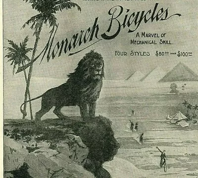 1896 Bicycle Lion Head Cliff Carving Pyramids Tent Camp Palm Trees Paper Ad 5207 • $11.97