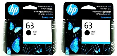 HP #63 Black Ink Cartridge 2 Pack NEW GENUINE EXP 03/25 • $35.90