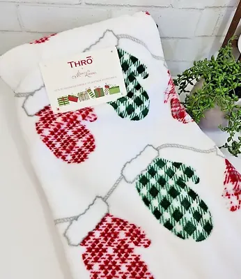 Christmas Mittens Throw Blanket THRO By Marlo Lorenz Red Green Fleece 50x70 NEW • $26.39