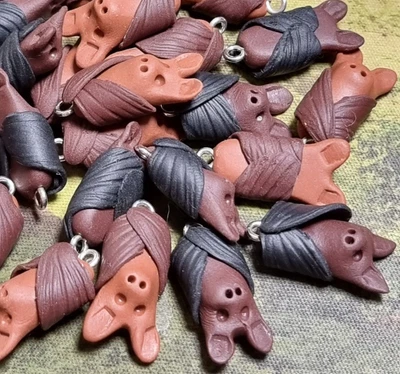 £2.50 • Buy Bat Charms Halloween Samhain Jewellery Nocturnal Pendants Handmade Polymer Clay