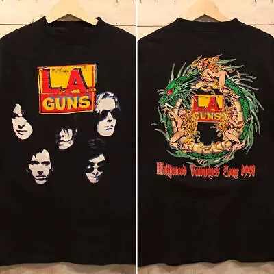 1991 L.A.GUNS Hollywood Vampires Tour Cotton Black Unisex T-shirt • $18.99