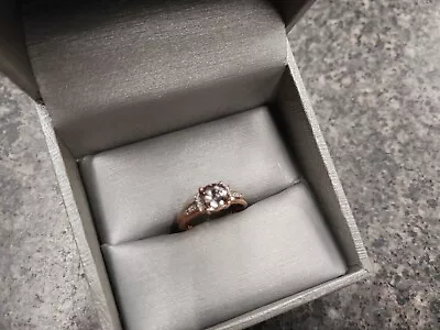 $500 • Buy Morganite 6mm Cushion 10k Rose Gold 0.28ct Diamond Accents - S4.5 Zales Ring Box