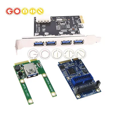 Mini 4 Port PCI-E To USB 2.0 / 3.0 Card Express Expansion Adapter Riser Card • $9.01