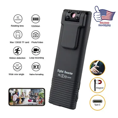 $23.98 • Buy 1080P HD 10 Hour Camcorder Mini Police Body Camera Video DVR IR Night Cam