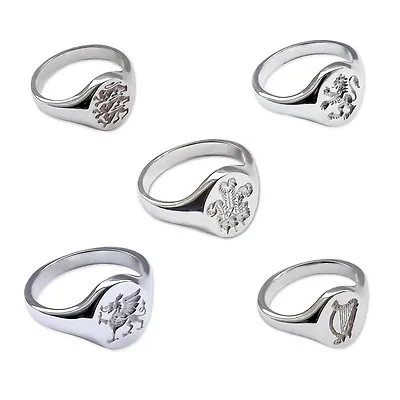 925 Sterling Silver Crest Signet Rings 14x12mm English Scottish Welsh HM Solid • £75