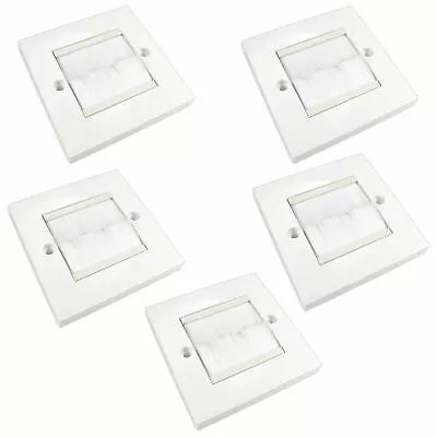 5 X 1 Gang White Brush Wall Outlet Cable Entry Plate Tidy Mount Wall Plate • £12.92