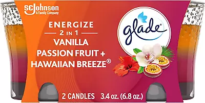 Scented  Glass Candle Single-wick 2In1 Hawaiian Breeze & Vanilla Passion Fruit  • $7.99