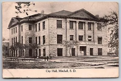 Mitchell South Dakota~City Hall~1909 B&W Postcard • $13