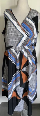 $20 • Buy ASOS Geometric Pullover Faux Wrap Midi Length Dress Size 20