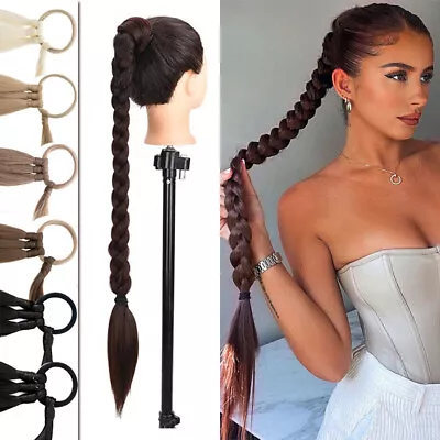 34 Braids Ponytail Wrap Around Straight Pony Tail Hair Extensions Thick As Human • £7.60