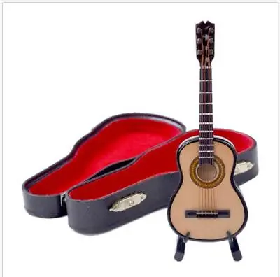 1:12 Mini Acoustic Guitar Wooden Miniature Musical Instrument Dollhouse Toy Case • $10.73