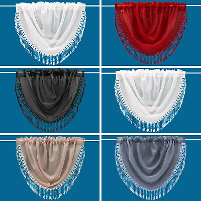£7.99 • Buy Plain Tasselled Voile Swags All Colours-Net Curtains Voile Swag Valance Pelmet