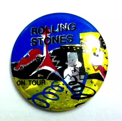 ROLLING STONES Pin 'On Tour' Vintage Prismatic Pinback Button Badge 1  80s • $14.95