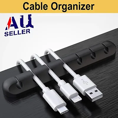 USB Charge Cable Holder Desk Cable Organizer Cord Management Self Adhesive Clips • $18.49