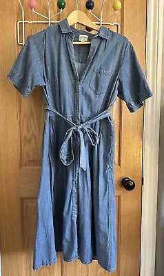 J. Crew Chambray Short Sleeve Shirt Dress With Pockets Size 10UK/6US • $18.50