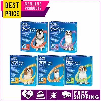 NEXGARD SPECTRA For Dogs All Sizes To Control Flea Tick Heartworm Worms 6 Doses • $110.49