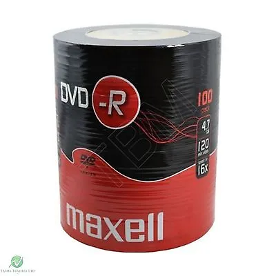 100 MAXELL DVD-R 16x 4.7GB 120min Blank Discs Recordable DVDR Gold Cello Wrapped • £24.99