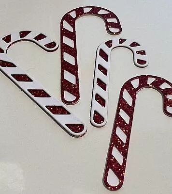 Candy Cane Card Toppers/Embellishments Self Adhesive Glitter Cake Gift Tag Xmas • £2.49