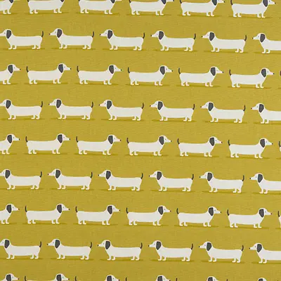 Fryetts Hound Dog Dachshund  Ochre  100% Cotton Fabric • £12.99