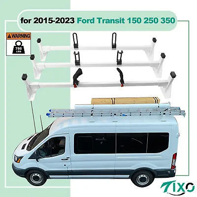 3 Bar Ladder Roof Racks For 2015-2023 Ford Transit 150 250 350 Cargo Van 750 LBS • $200.99