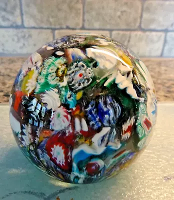 Vintage Murano Art Glass Millefiori SCRAMBLE End Of Day Paperweight • $65