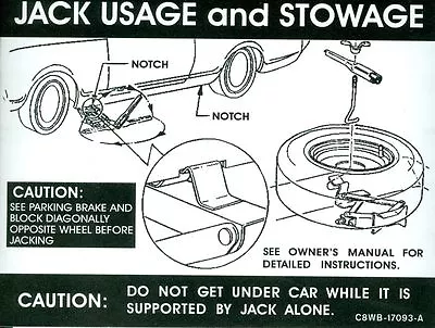 1968 Mustang Jack Instruction Decal (reg Wheel) • $12.95