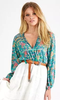 SPELL AND THE GYPSY Folk Town Blouse Turquoise Size M BNWT Unicorn Tears • $171