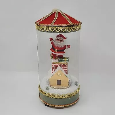 VTG Musical Dry Snow Globe Japan Santa On Chimney Christmas Holiday Rare • $35