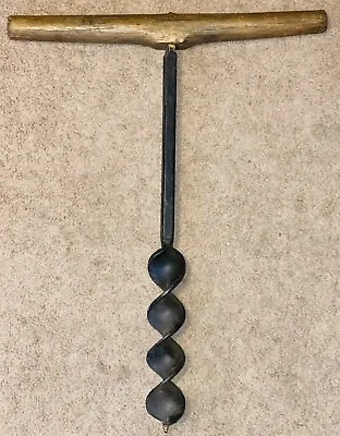 PRIMITIVE VINTAGE ANTIQUE BURNET #8 T Handle Hand Drill Wood Auger Barn Beam  2” • $59.99