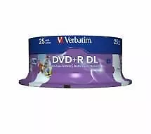 Verbatim DVD And R DL Double Layer 8.5GB Capacity 25Pk White Wide Inkjet 8x • $82.90