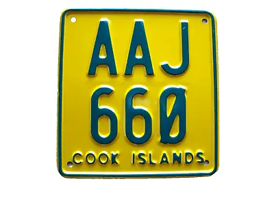Cook Islands Motorcycle License Plate Unissued Mint Original Condition AAJ 660 • $295