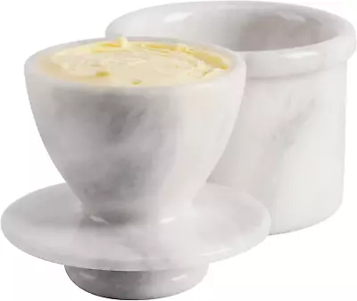 Butter Keeper Cover Pot White Handmade Marble French Butter Storage Crock Keeper • $37.24