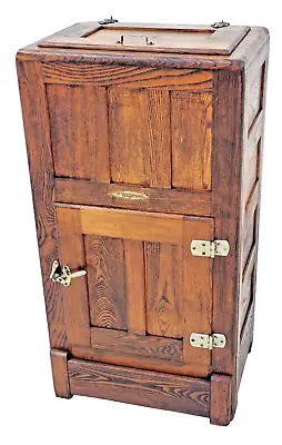 Antique Oak Narrow Ice Box Or Cooler By Illinois Refrigerator Co. Circa 1900s • $995