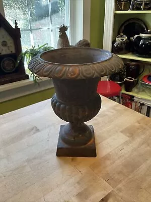 Vintage Cast Iron Patinated 9” French Style Garden Urn #1 • $78