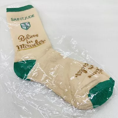 BRAND NEW‼ Saint Jude Women’s Crew Socks “ Believe In Miracles  Pair M 7-9.5 • £9.59