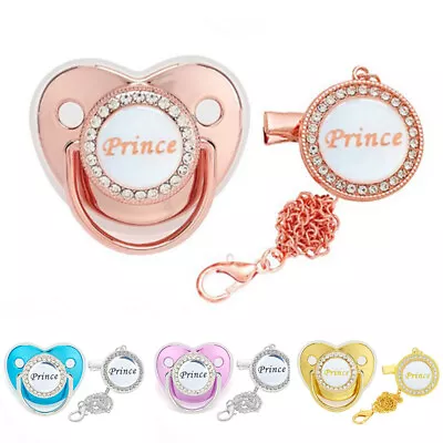 Baby Pacifier Bling Baby Shower Gift Silicone Infant Nipple Rhinestone Dummy • $8.22