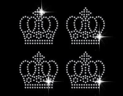 £3.99 • Buy 4 X Princess Crowns Rhinestone Diamonte Transfer Iron On Motif Hotfix Queen