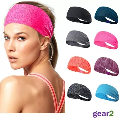 Ladies Mens Elastic Wide Headband Sports Yoga Gym Running Hair Band Womens UK • £2.99