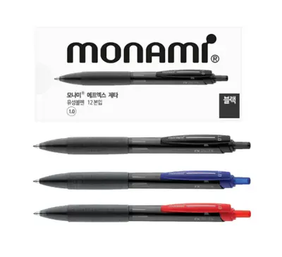 Monami FX Zeta 1.0mm Ball Point Pen 12 Pcs(1 Dozen) Black / Blue / Red • $18.99