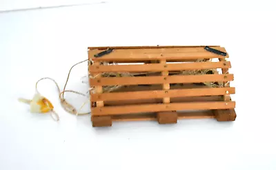 VINTAGE MINIATURE LOBSTER TRAP Wood Buoy Net Maine Souvenir Wooden Decoration • $30