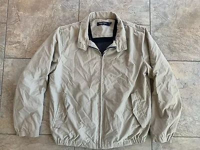 Vintage Nautica Men’s Medium Lightweight Beige Tan Golf Jacket Coat Windbreaker • $19.99