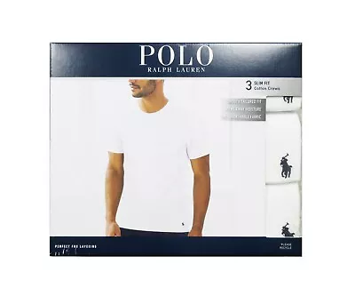 Polo Ralph Lauren Men's White Slim Fit Crew-Neck 3 Pack T-Shirts • $38