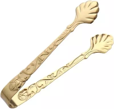 Gold Mini Serving Tongs Vintage Rose Relief Handle Ice Cube Clips Sugar Tongs... • $14.90