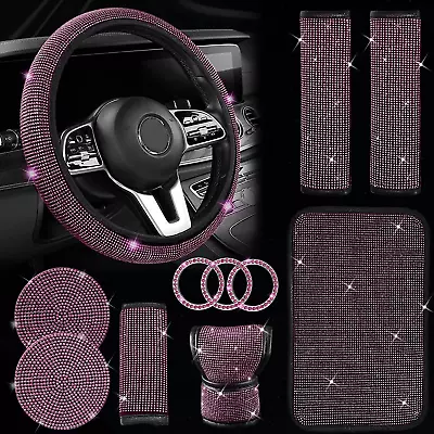 11 Pcs Bling Car Accessories SetBling Car Accessories Set For Women Bling Stee • $31.64